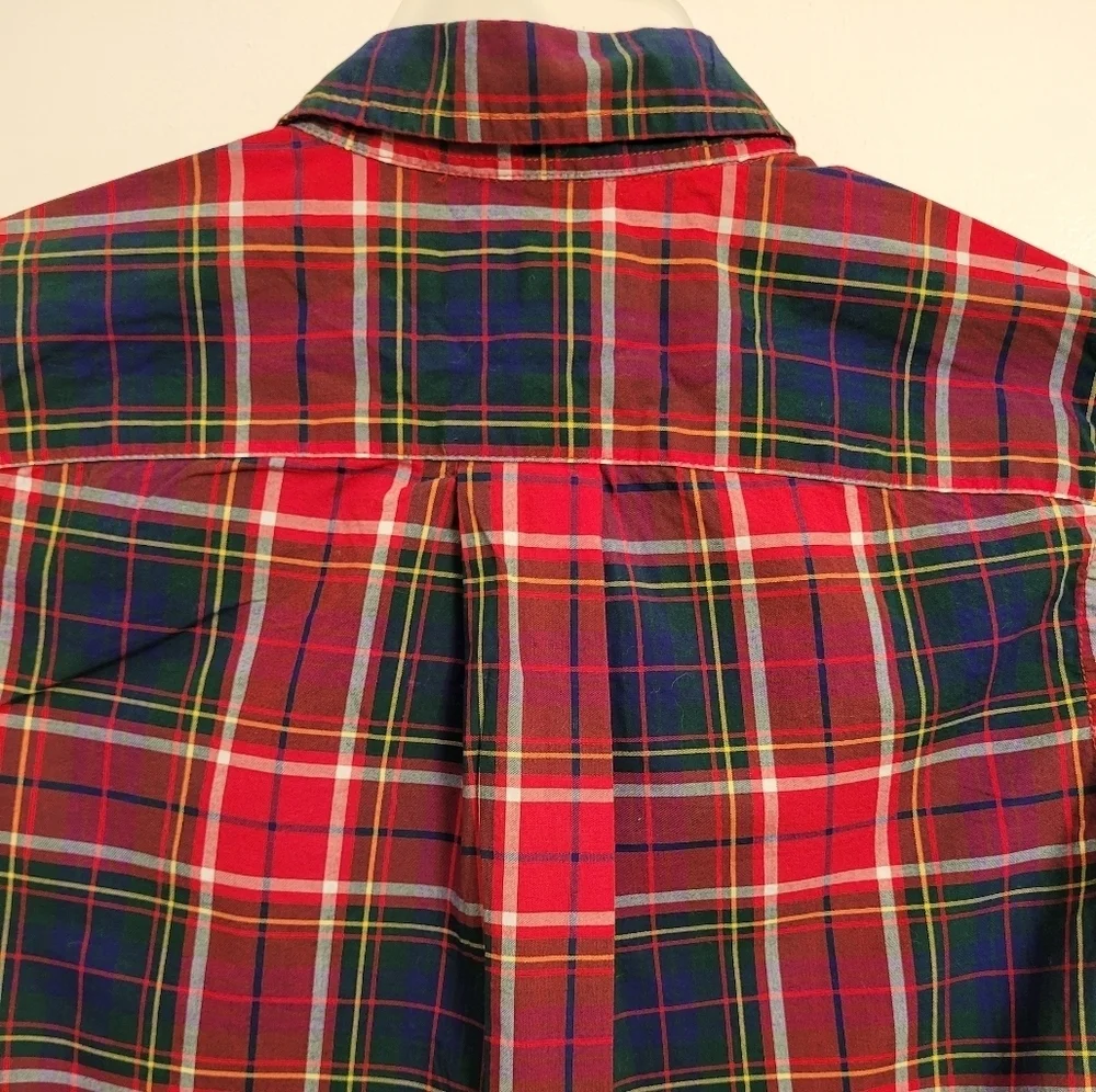 RALPH LAUREN Boys Medium 10/12 classic red plaid button-down long sleeve shirt